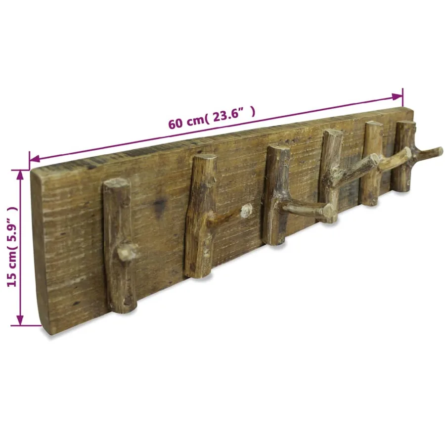 Porte-manteau bois de récupération mélangé 60x15 cm - 3