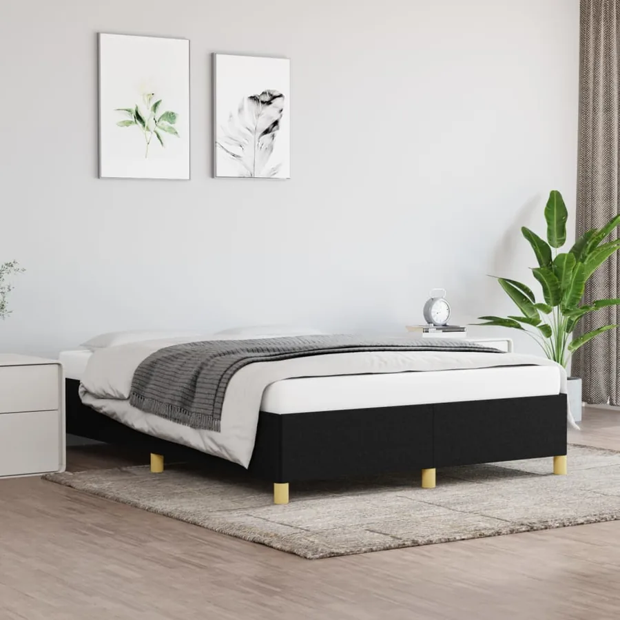 Cadre de lit sans matelas noir 140x190 cm tissu
