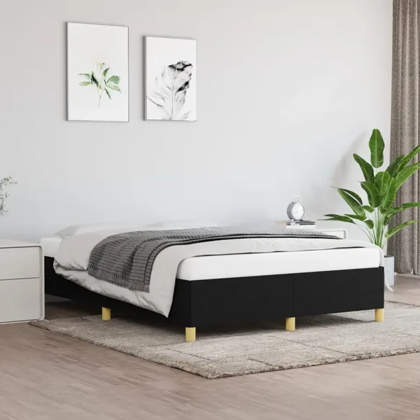 Cadre de lit sans matelas noir 140x190 cm tissu