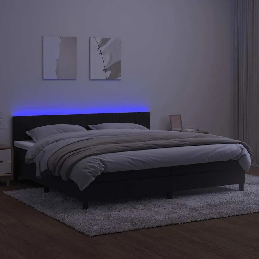 Sommier à lattes de lit avec matelas et LED Noir 200x200 cm - 4