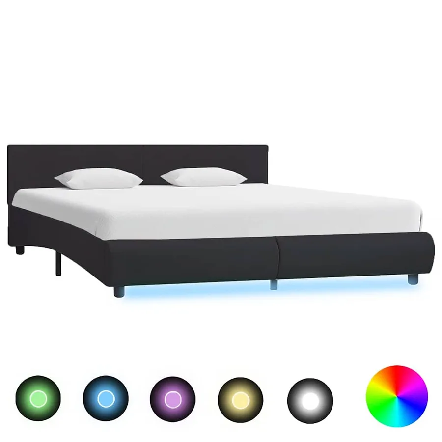Cadre de lit avec LED sans matelas noir 160x200 cm - 2