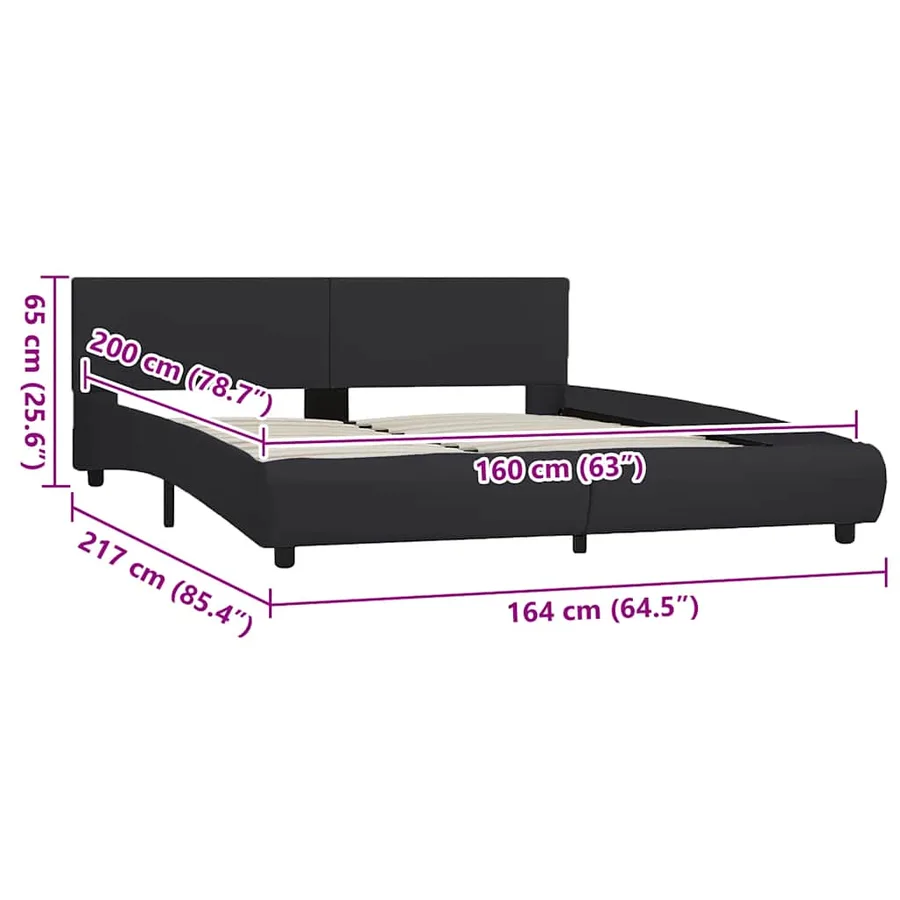 Cadre de lit avec LED sans matelas noir 160x200 cm - 9