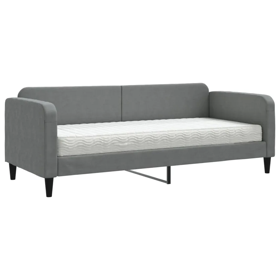 Lit de jour avec matelas gris foncé 80x200 cm tissu - 2