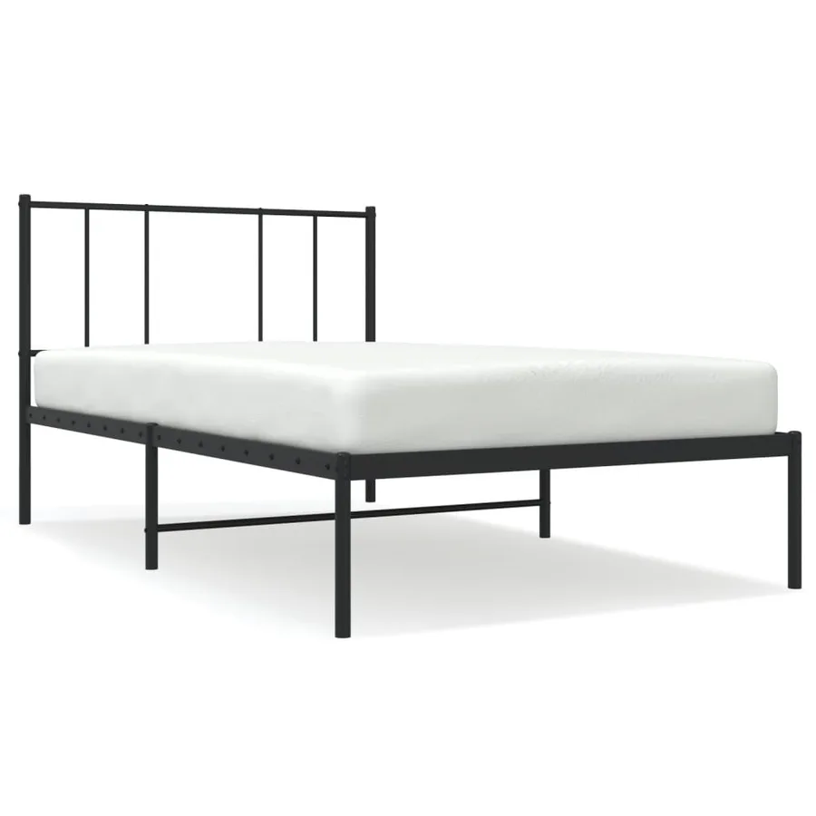 Cadre de lit métal sans matelas avec tête de lit noir 100x200cm - 2
