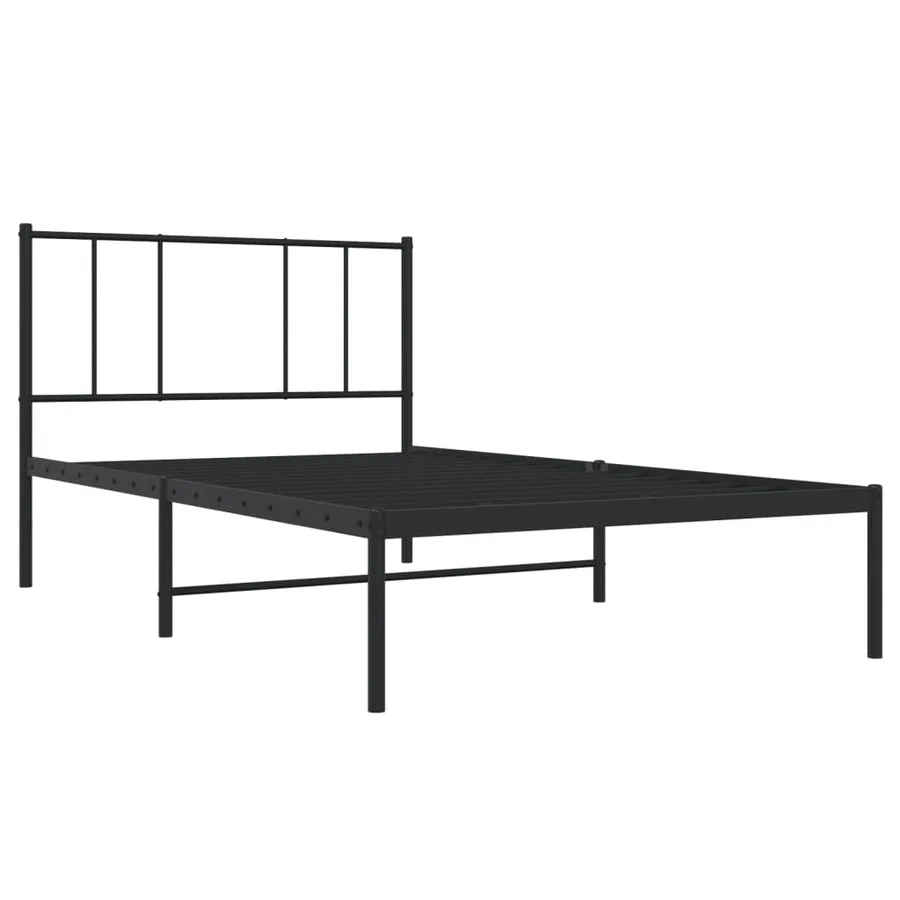 Cadre de lit métal sans matelas avec tête de lit noir 100x200cm - 3