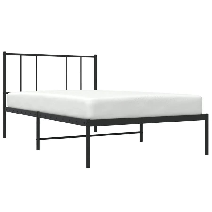 Cadre de lit métal sans matelas avec tête de lit noir 100x200cm - 5
