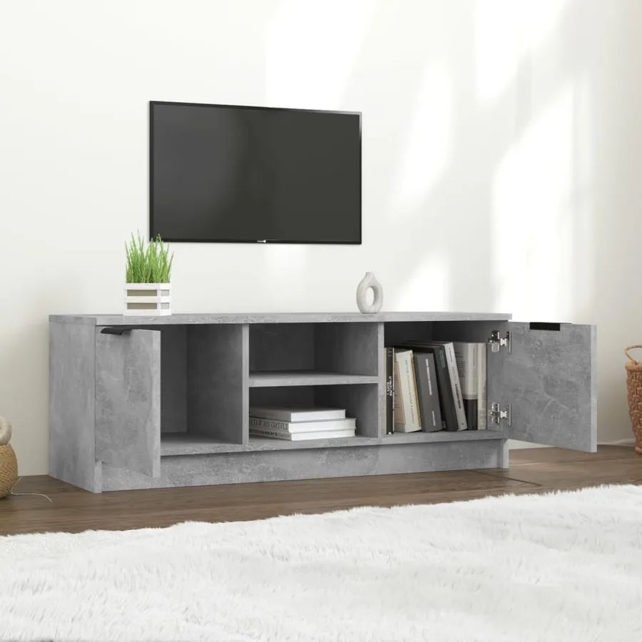 Meuble TV Gris béton 102x35x36,5 cm Bois d'ingénierie - 6