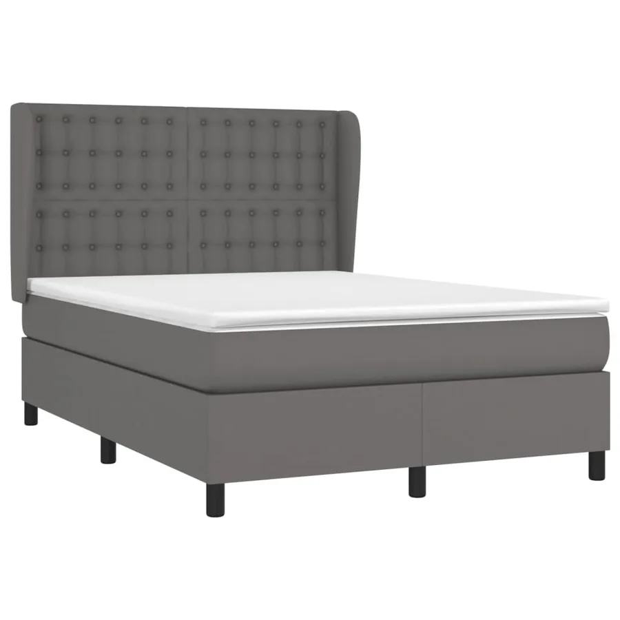 Sommier à lattes de lit avec matelas Gris 140x200 cm Similicuir - 3