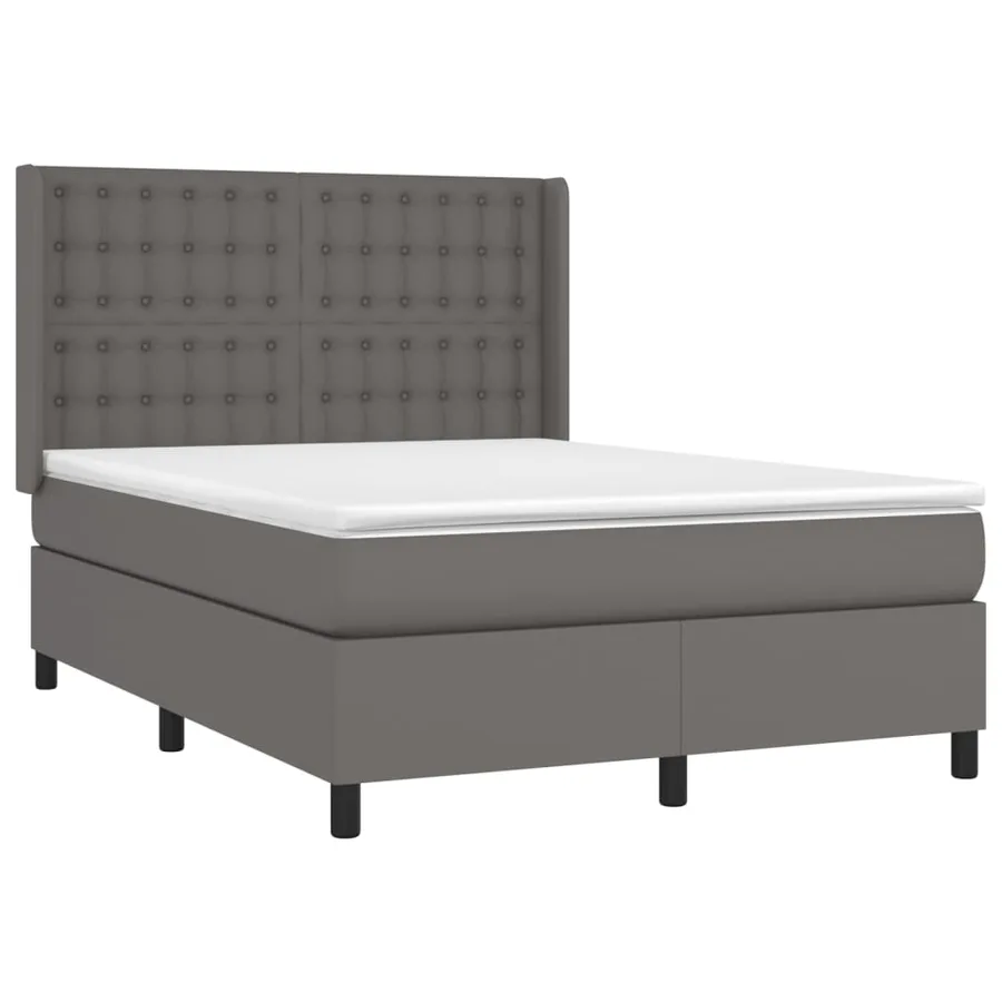 Sommier à lattes de lit avec matelas Gris 140x190 cm Similicuir - 3