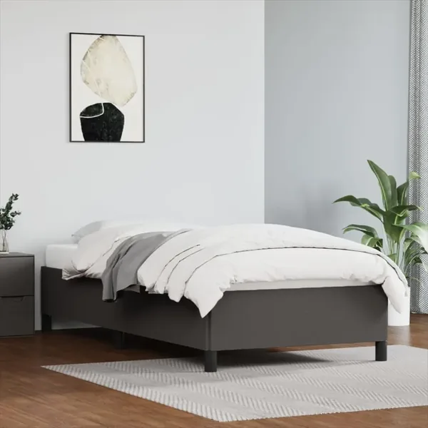 Cadre de lit sans matelas gris 100x200 cm similicuir