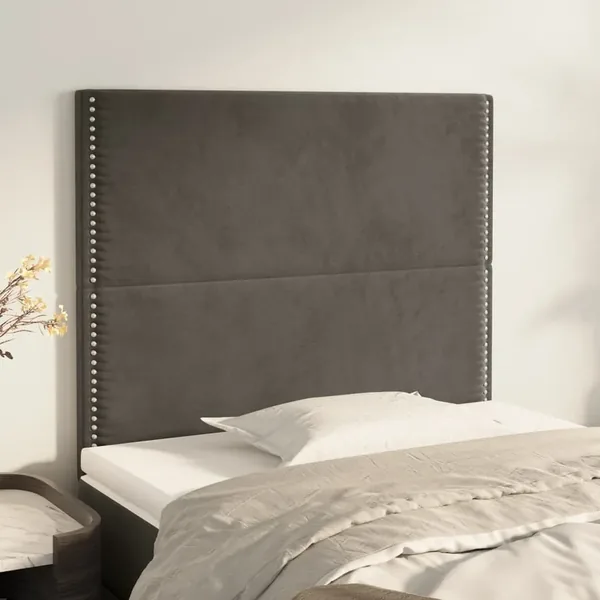 Tête de lit Gris foncé 100x5x118/128 cm Velours