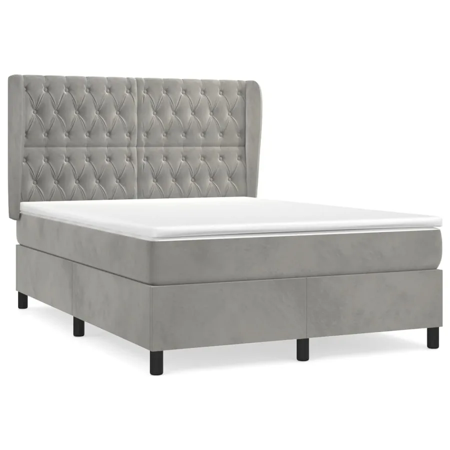 Sommier à lattes de lit et matelas Gris clair 140x200cm Velours - 2