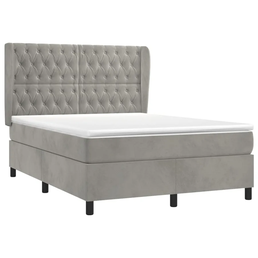 Sommier à lattes de lit et matelas Gris clair 140x200cm Velours - 3