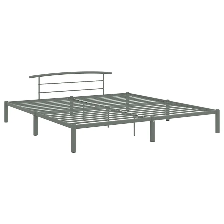 Cadre de lit sans matelas gris métal 200x200 cm - 2