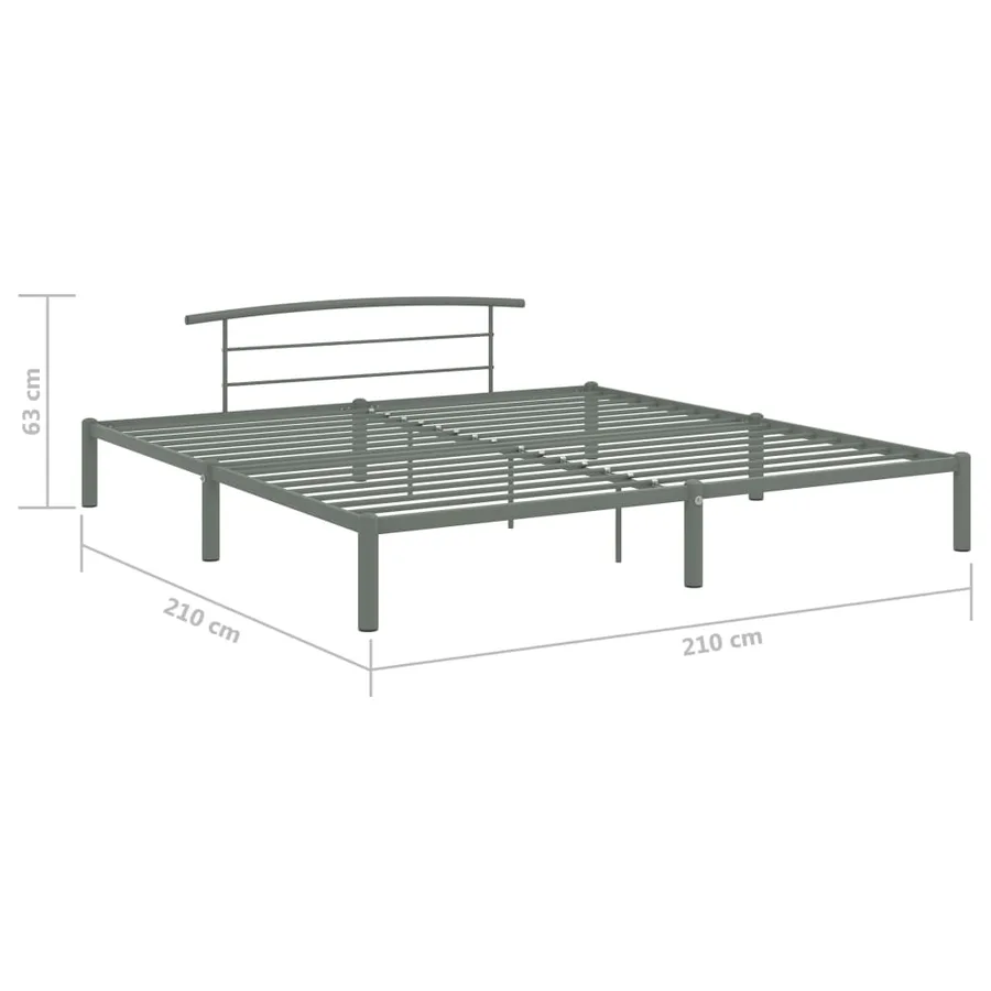 Cadre de lit sans matelas gris métal 200x200 cm - 7