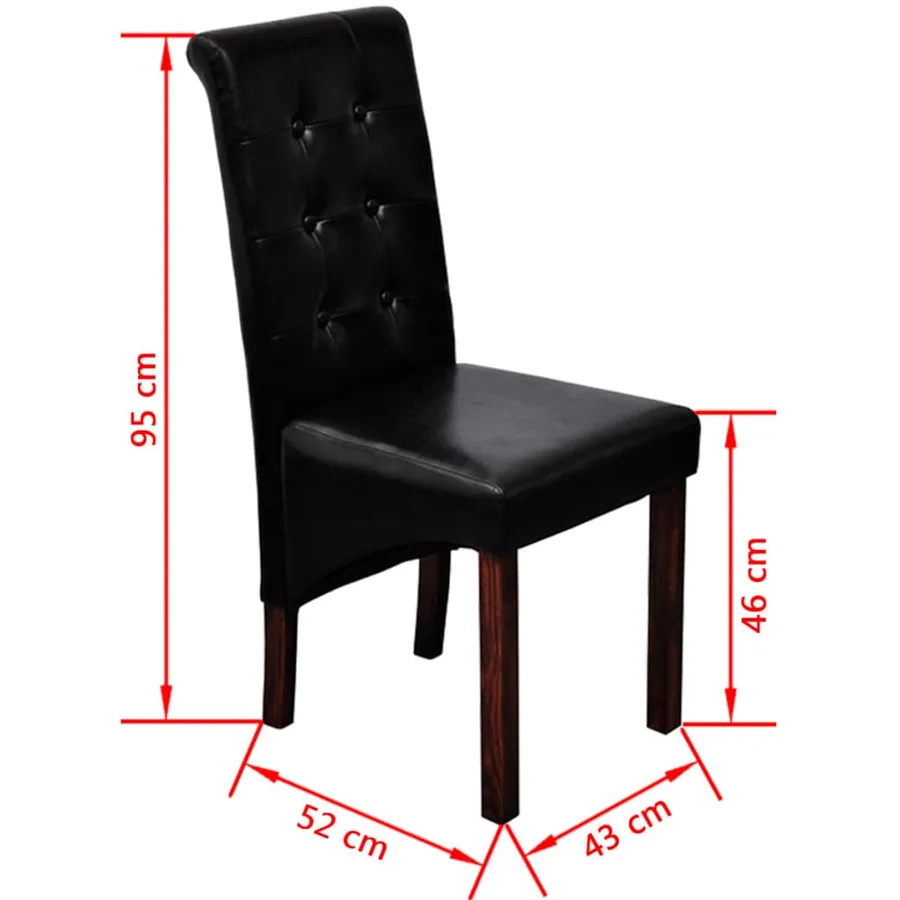 Chaises à manger lot de 2 noir similicuir - 9