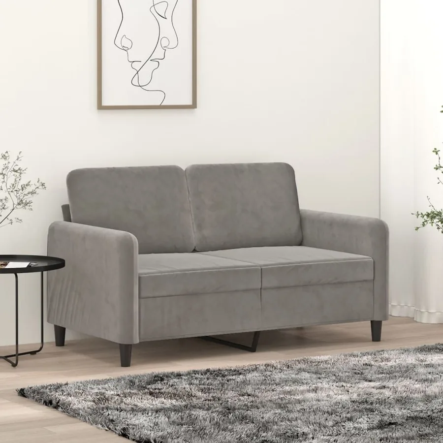 Canapé à 2 places Gris clair 120 cm Velours