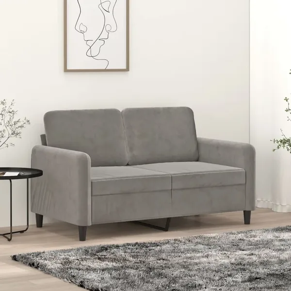 Canapé à 2 places Gris clair 120 cm Velours