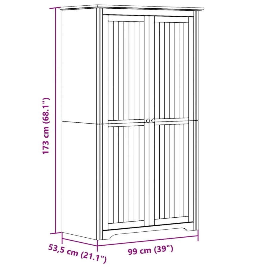 Garde-robe BODO blanc 99x53,5x173 cm bois massif de pin - 8