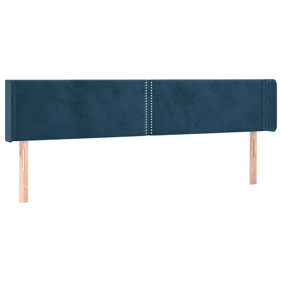 Tête de lit avec oreilles Bleu foncé 203x16x78/88 cm Velours - 2