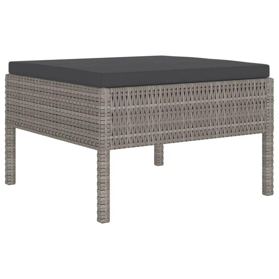 Salon de jardin 4 pcs avec coussins résine tressée gris - 4
