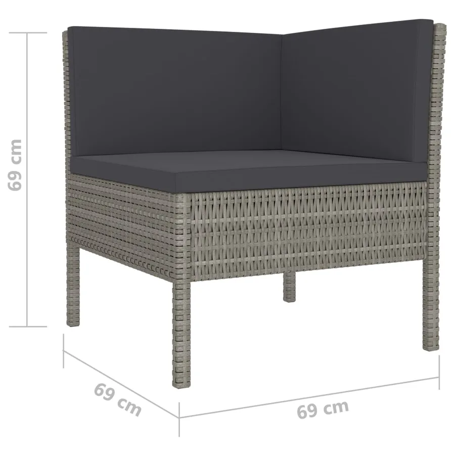 Salon de jardin 4 pcs avec coussins résine tressée gris - 5