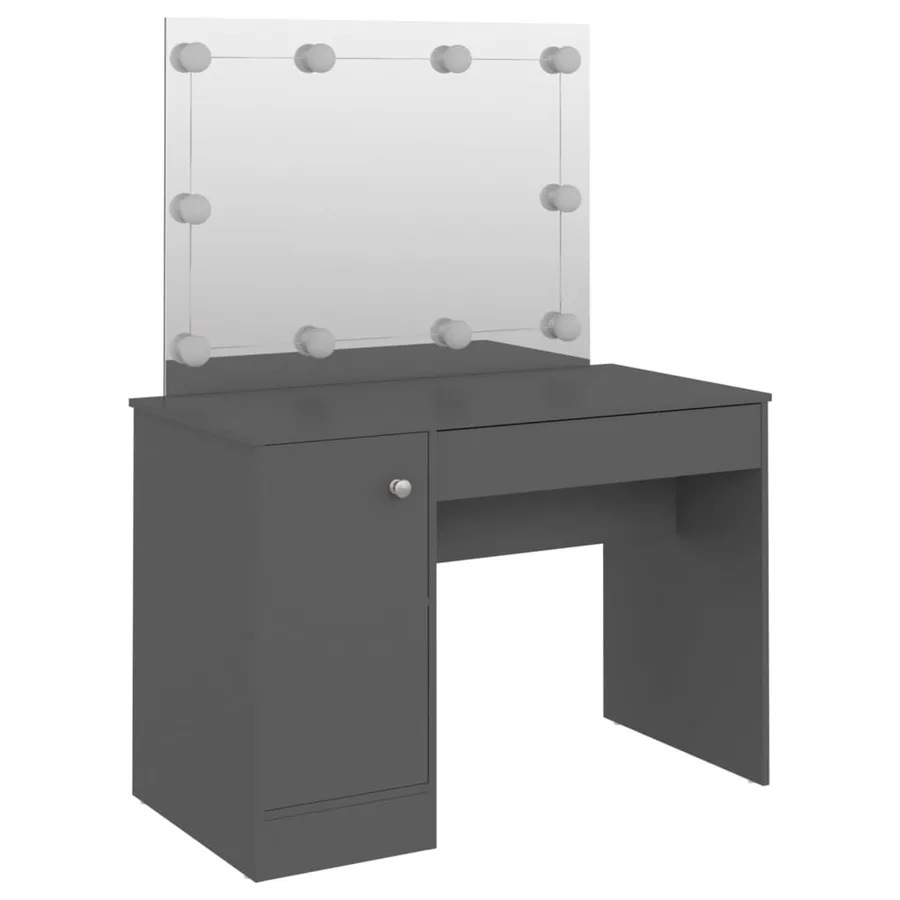 Table de maquillage avec éclairage LED 110x55x145 cm MDF Gris - 5