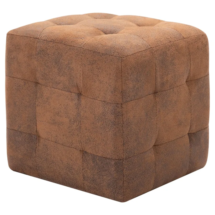 2 pcs Poufs Marron 30 x 30 x 30 cm Similicuir daim - 2