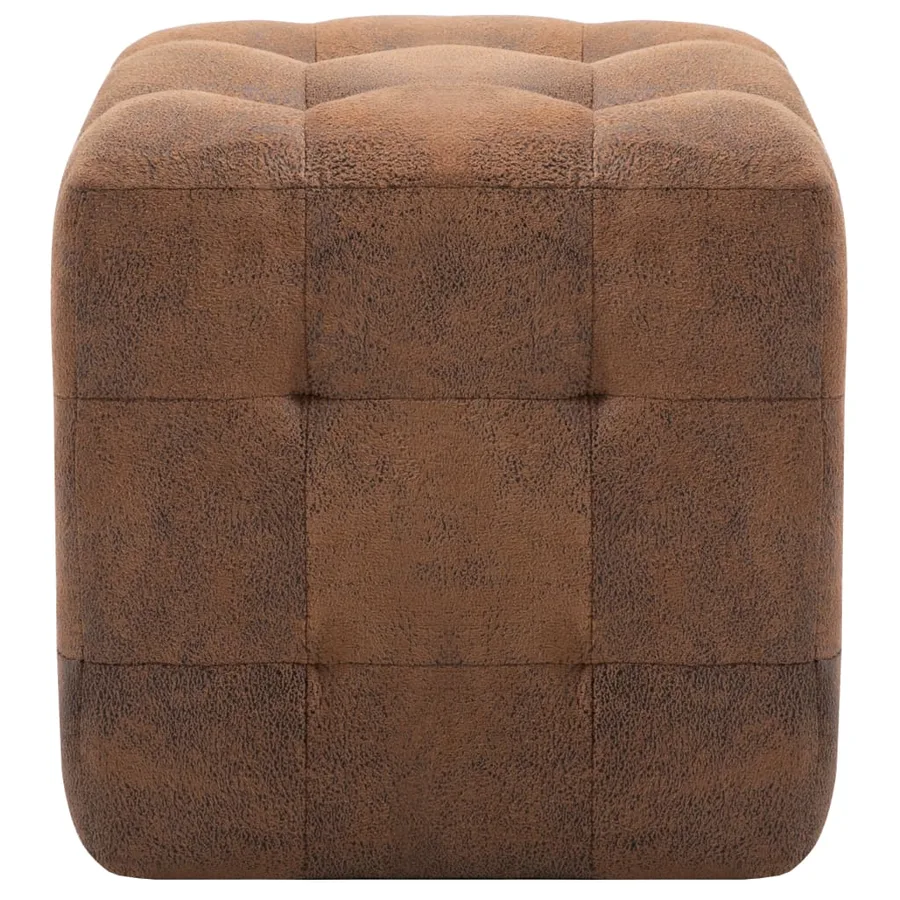 2 pcs Poufs Marron 30 x 30 x 30 cm Similicuir daim - 3