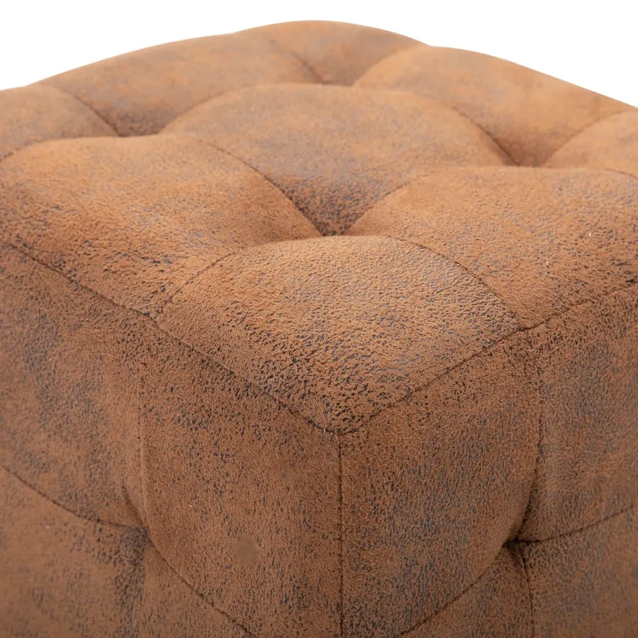 2 pcs Poufs Marron 30 x 30 x 30 cm Similicuir daim - 4