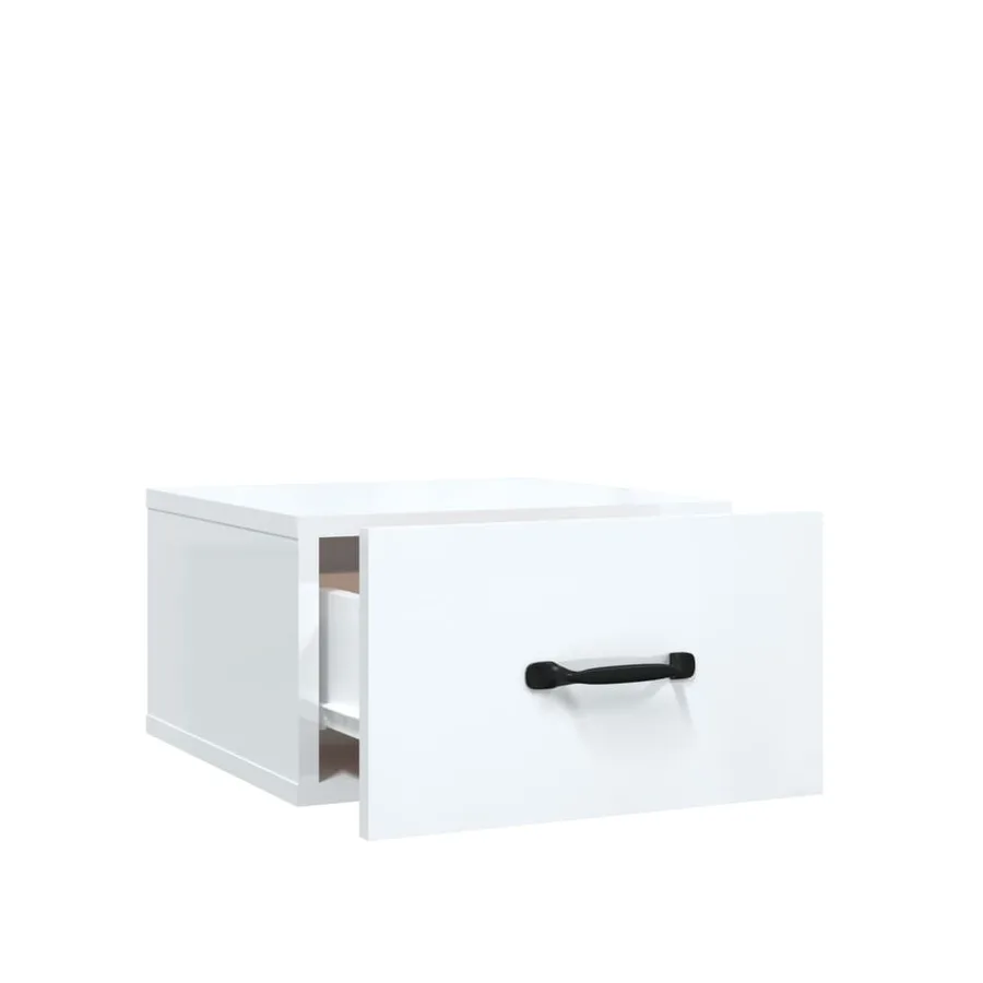 Table de chevet murale Blanc brillant 35x35x20 cm - 5
