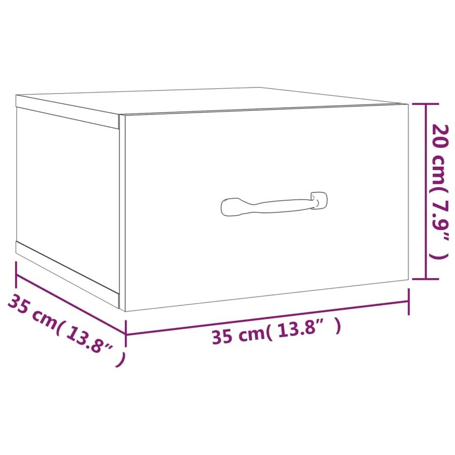 Table de chevet murale Blanc brillant 35x35x20 cm - 8