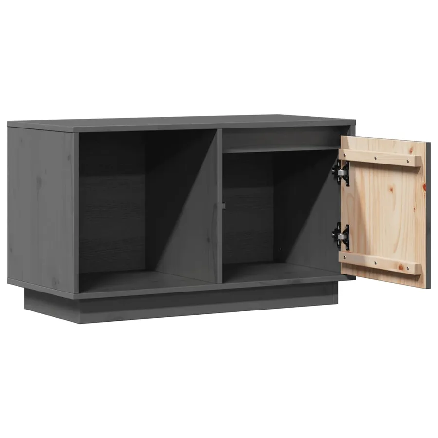 Meuble TV Gris 74x35x44 cm Bois de pin massif - 5