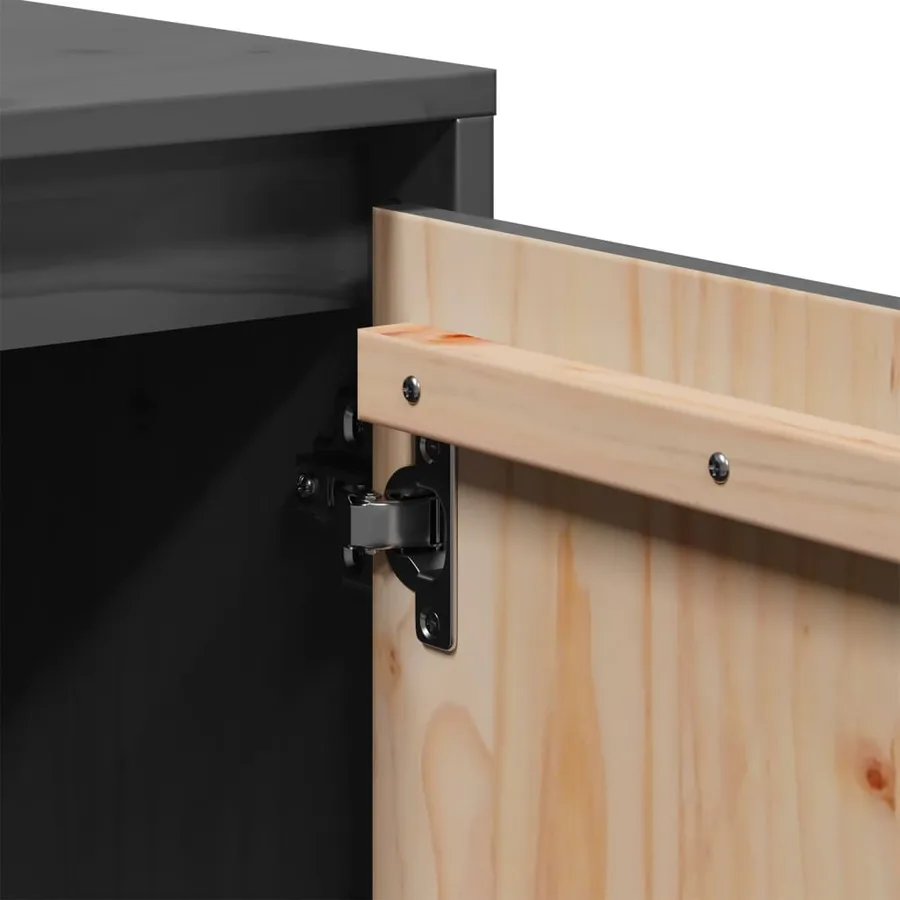 Meuble TV Gris 74x35x44 cm Bois de pin massif - 9