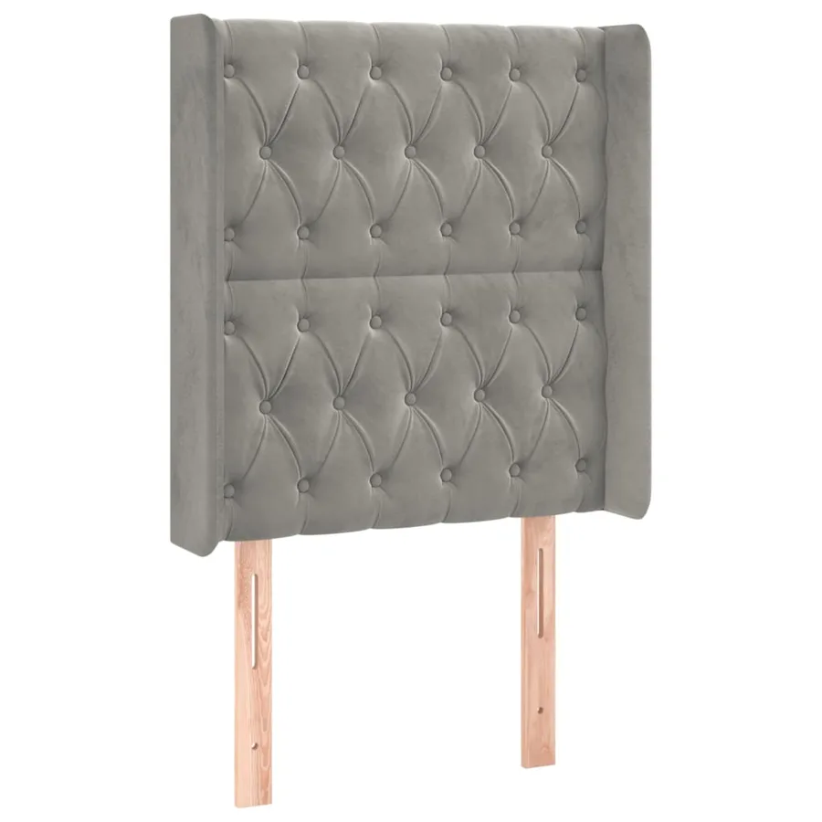 Tête de lit avec oreilles Gris clair 83x16x118/128 cm Velours - 2