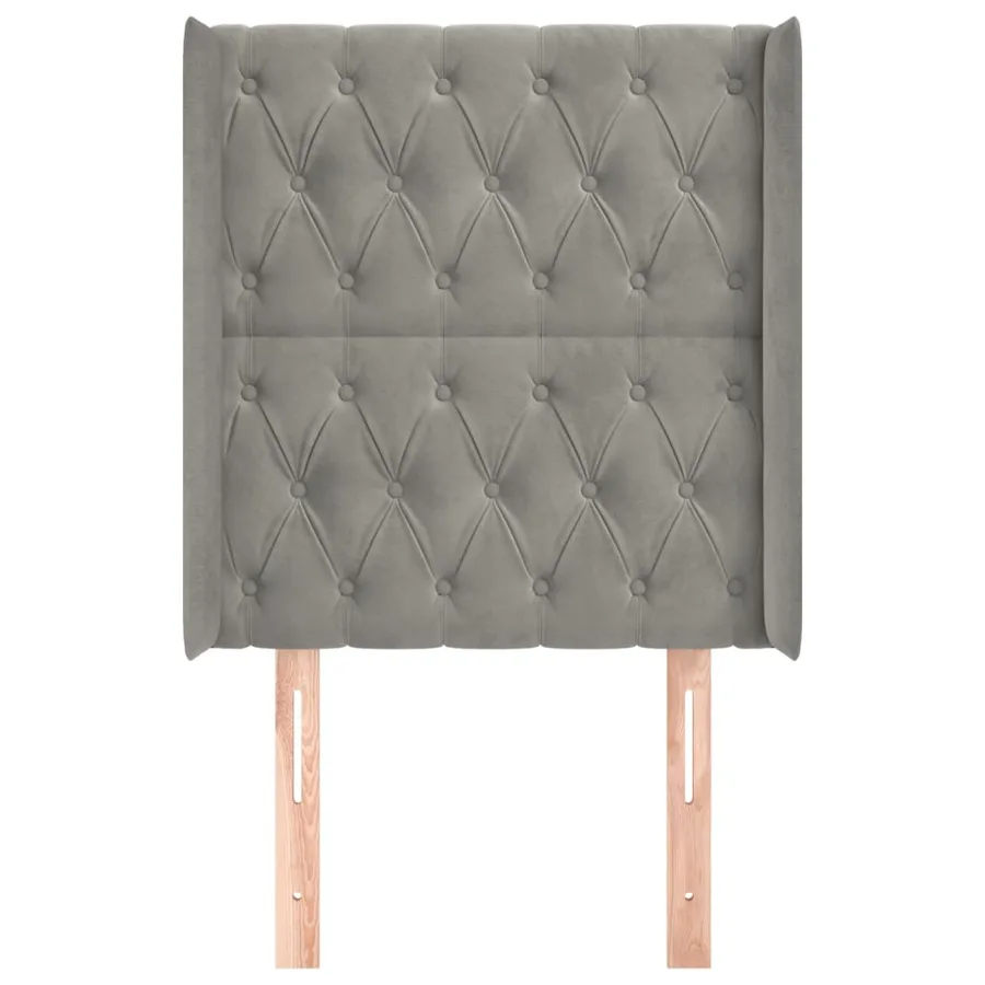 Tête de lit avec oreilles Gris clair 83x16x118/128 cm Velours - 3
