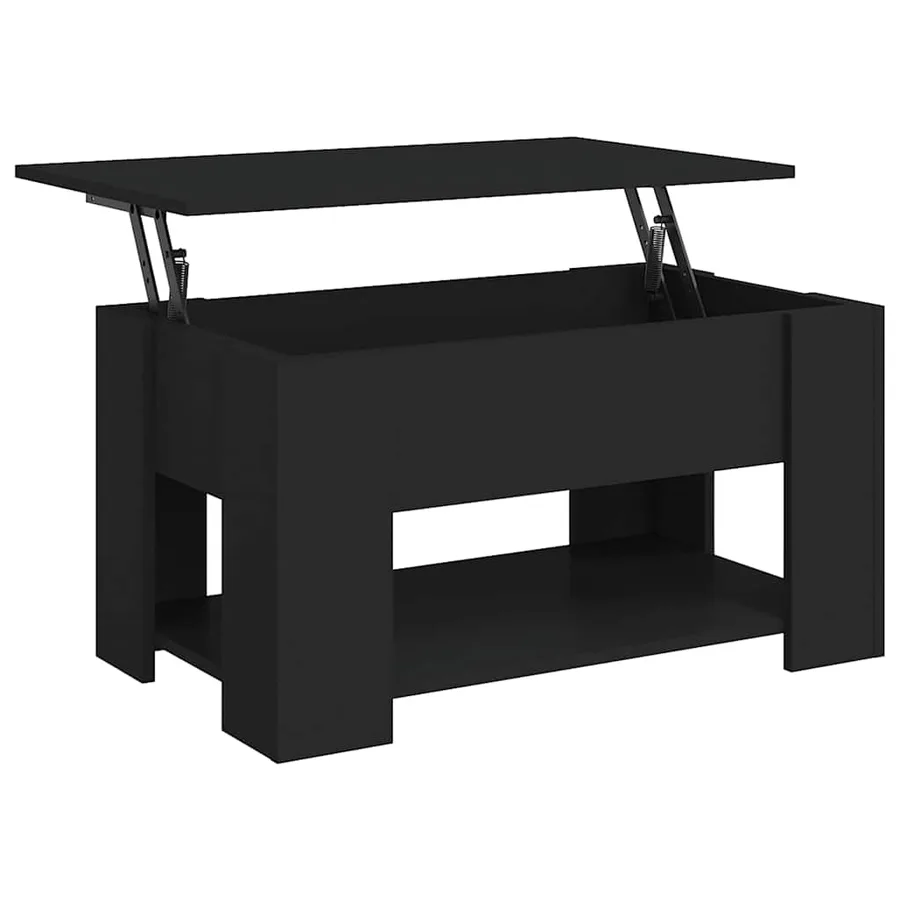 Table basse noir 79x49x41 cm bois d'ingénierie - 2
