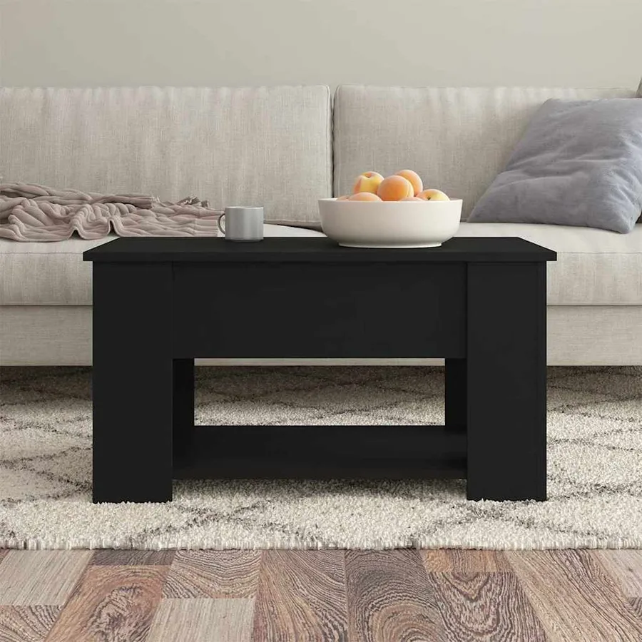 Table basse noir 79x49x41 cm bois d'ingénierie - 3