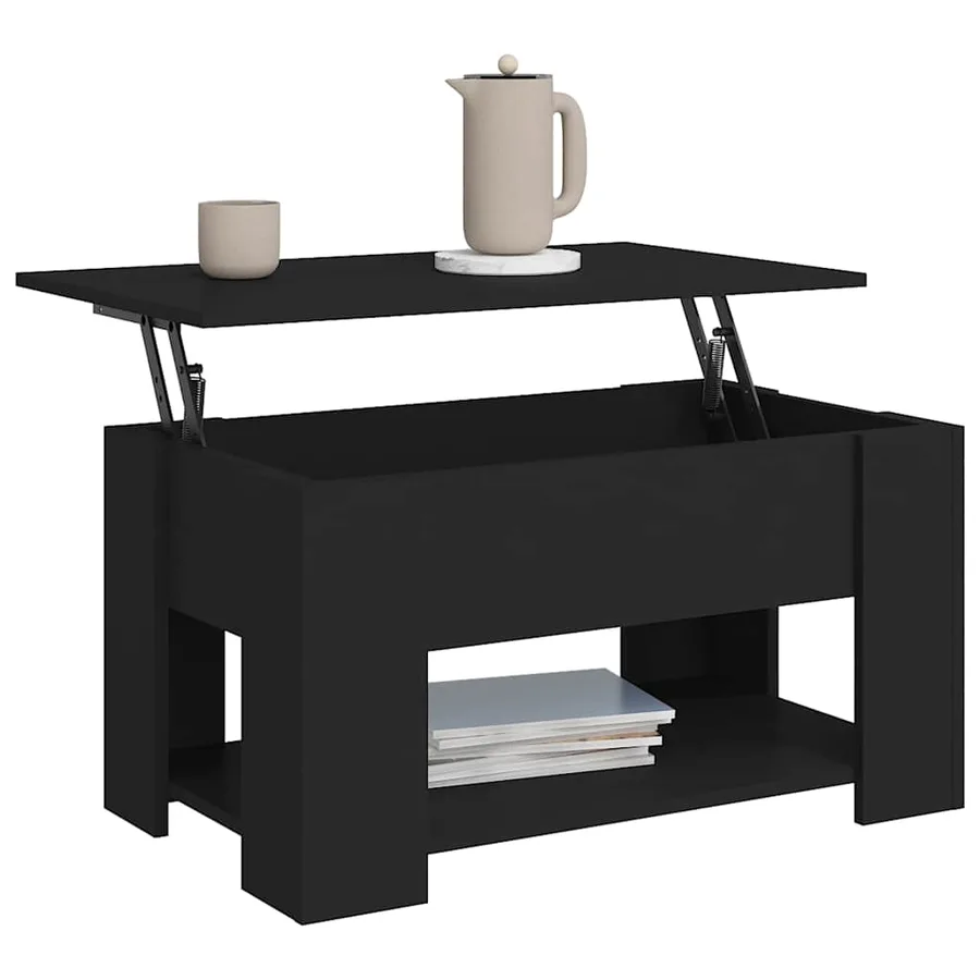 Table basse noir 79x49x41 cm bois d'ingénierie - 7