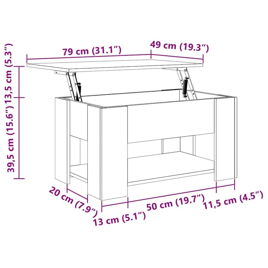 Table basse noir 79x49x41 cm bois d'ingénierie - 8