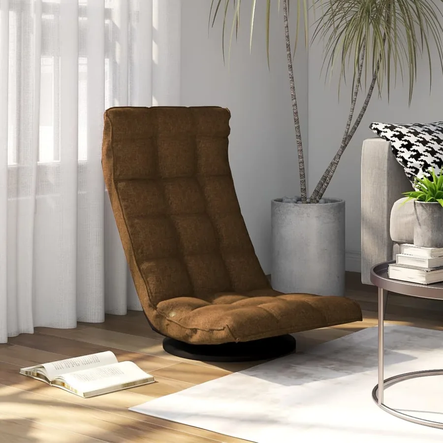 Chaise de sol pivotante Marron Tissu