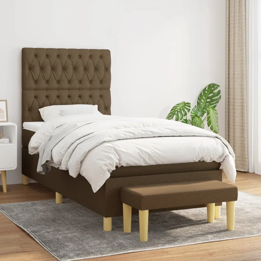 Sommier à lattes de lit avec matelas Marron foncé 100x200 cm