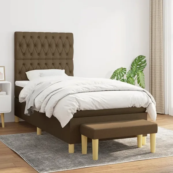 Sommier à lattes de lit avec matelas Marron foncé 100x200 cm