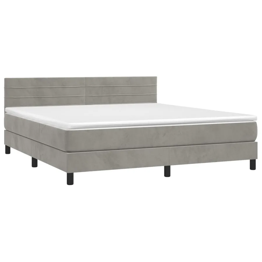 Sommier à lattes de lit avec matelas LED Gris clair 160x200 cm - 3