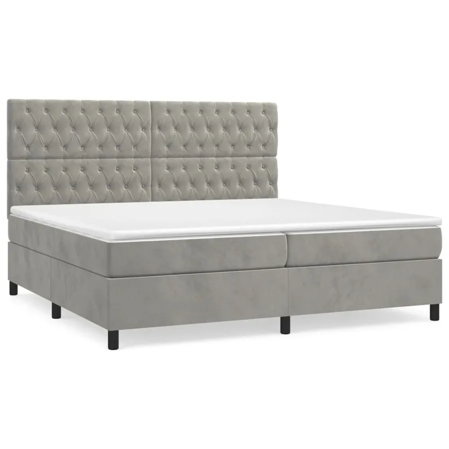 Sommier à lattes de lit et matelas Gris clair 200x200cm Velours - 2