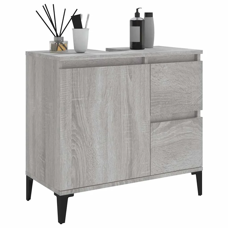 Armoire de bain sonoma gris 65x33x60 cm bois d'ingénierie - 5