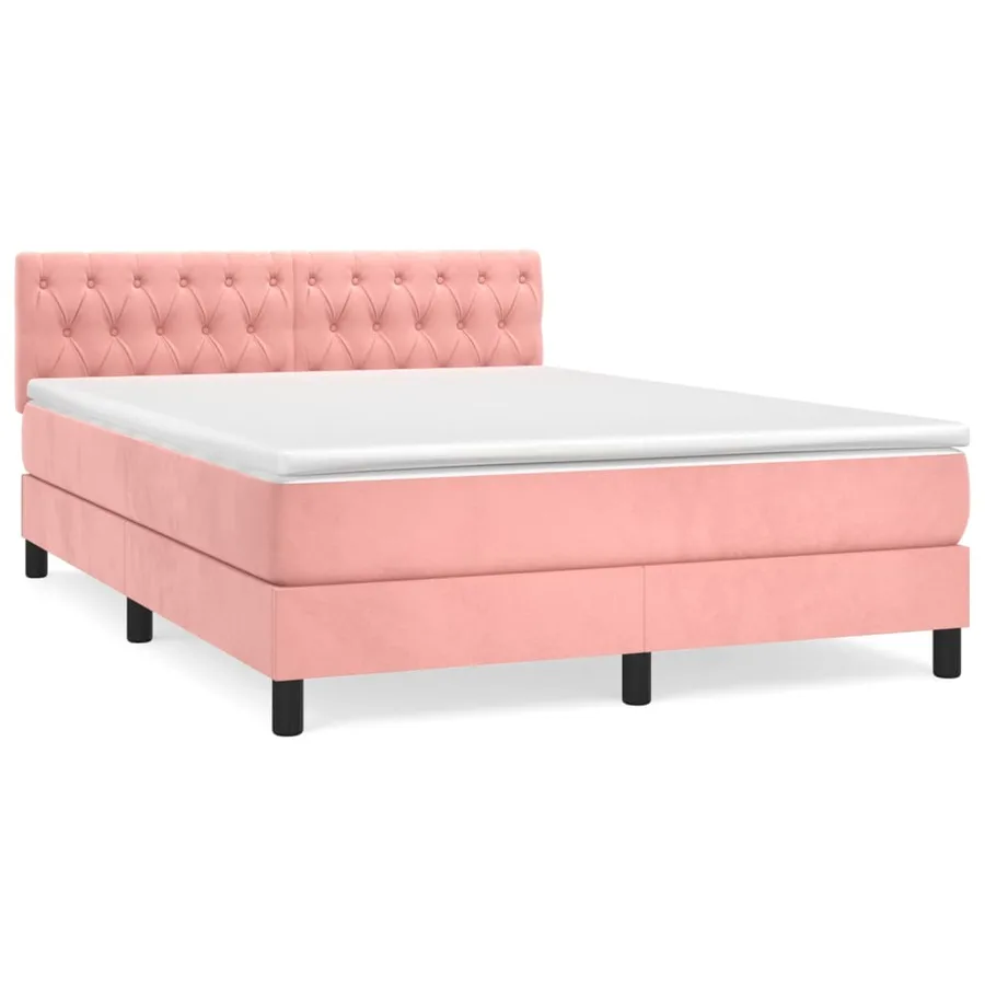 Sommier à lattes de lit avec matelas Rose 140x190 cm Velours - 2