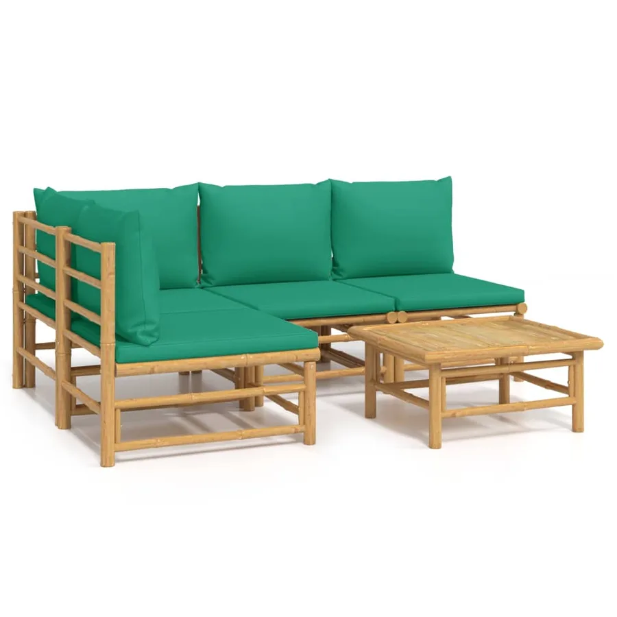 Salon de jardin 5 pcs avec coussins vert bambou - 2