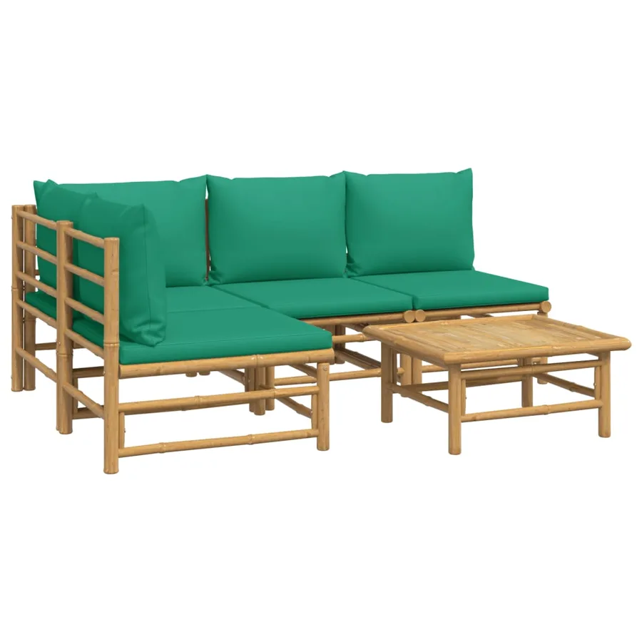 Salon de jardin 5 pcs avec coussins vert bambou - 3