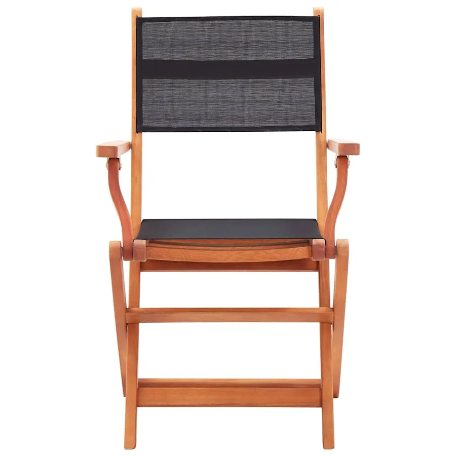 Chaises pliables de jardin lot de 8 noir eucalyptus textilène - 3